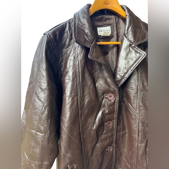 VTG Womens 90s Grunge Patchwork Leather Jacket Size L Brown Edgy Steampunk Artsy - Picture 6 of 13